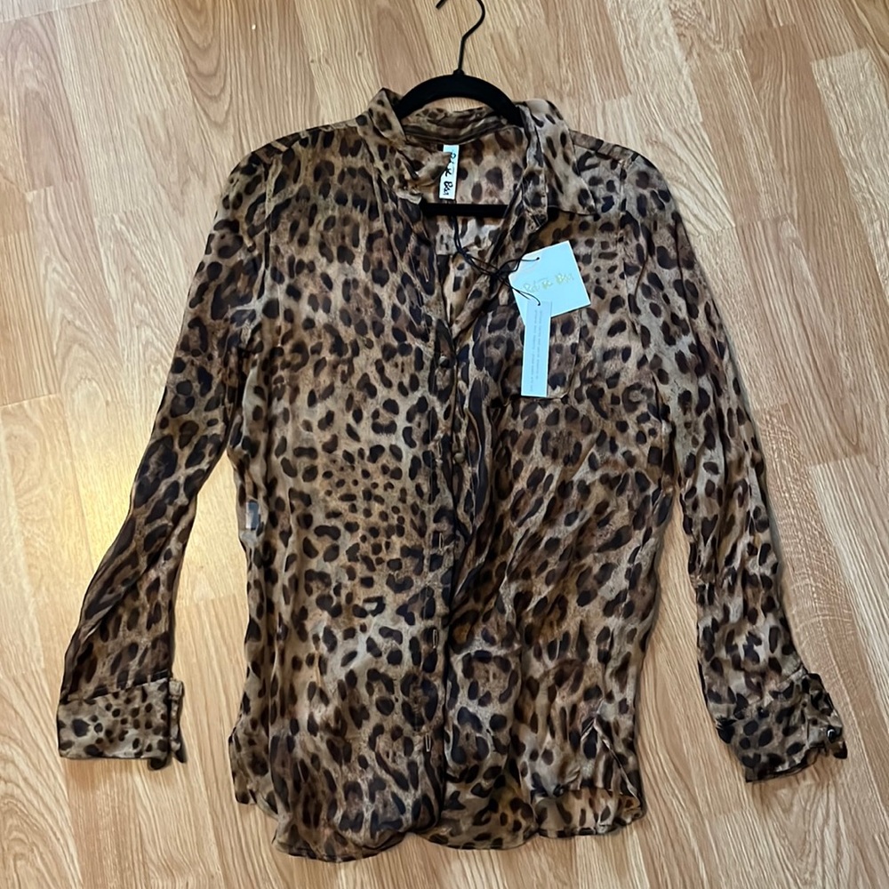 NWT Rat & Boa Leopard Longsleeve button down